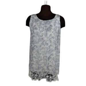 Tendenze Paisley Lace Trim Tunic Silk Top Large